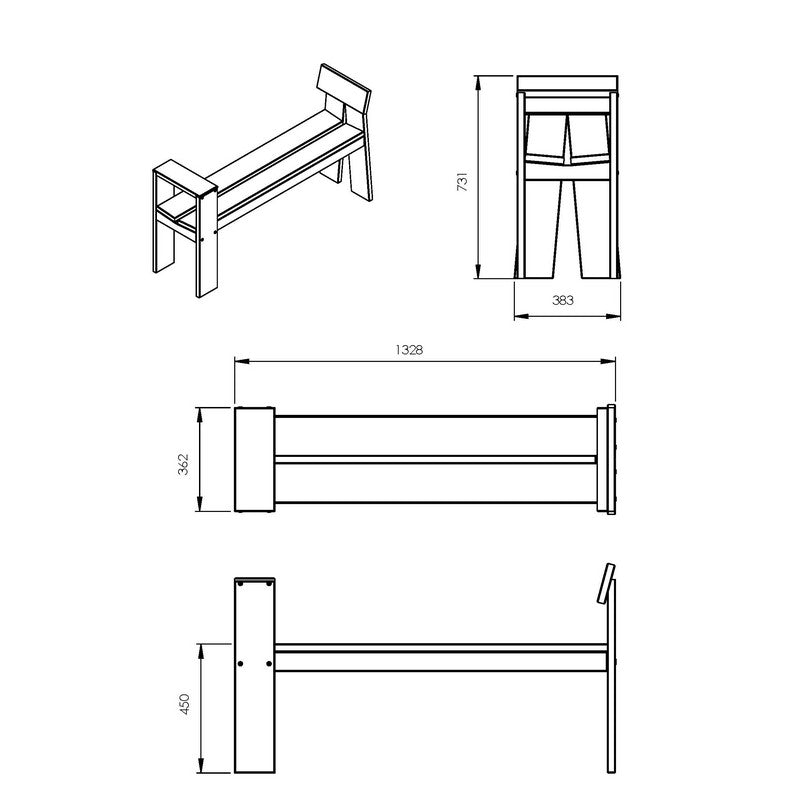 V-Fro Bench - 2 Seat Grey by EKJU