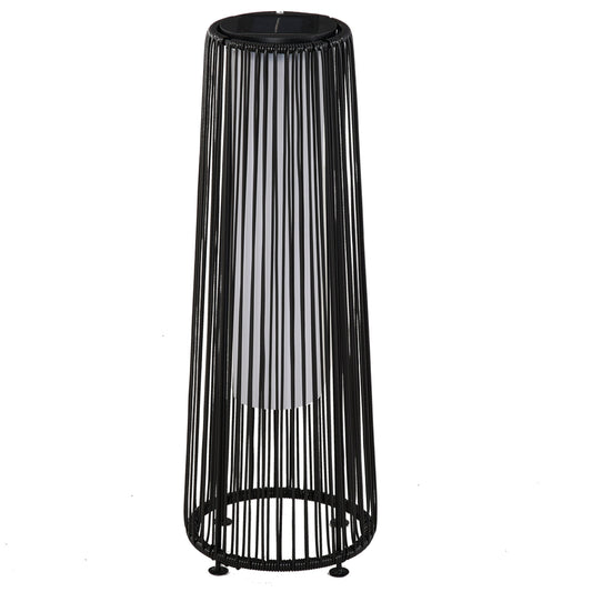 Patio Garden Solar Powered Lights Woven Resin Wicker Lantern Auto On/Off