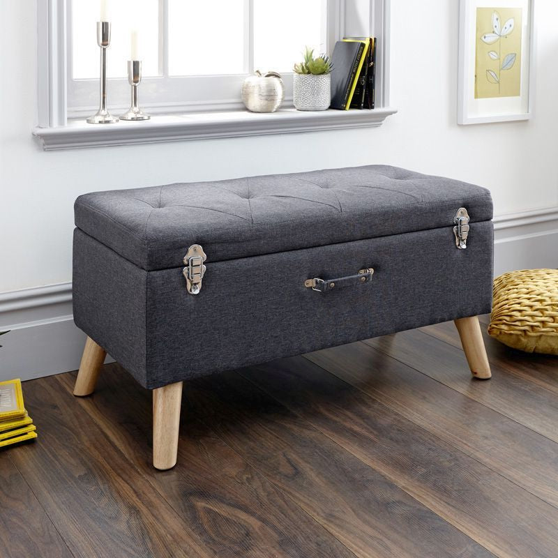 Minstrel Ottoman Fabric Dark Grey 1 Door