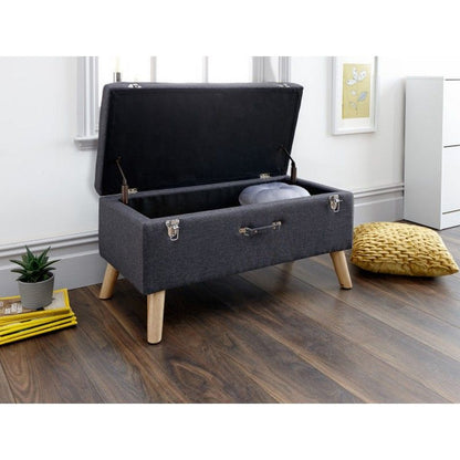 Minstrel Ottoman Fabric Dark Grey 1 Door