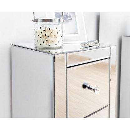 Venetian Slim Bedside Table Mirrored 2 Drawers