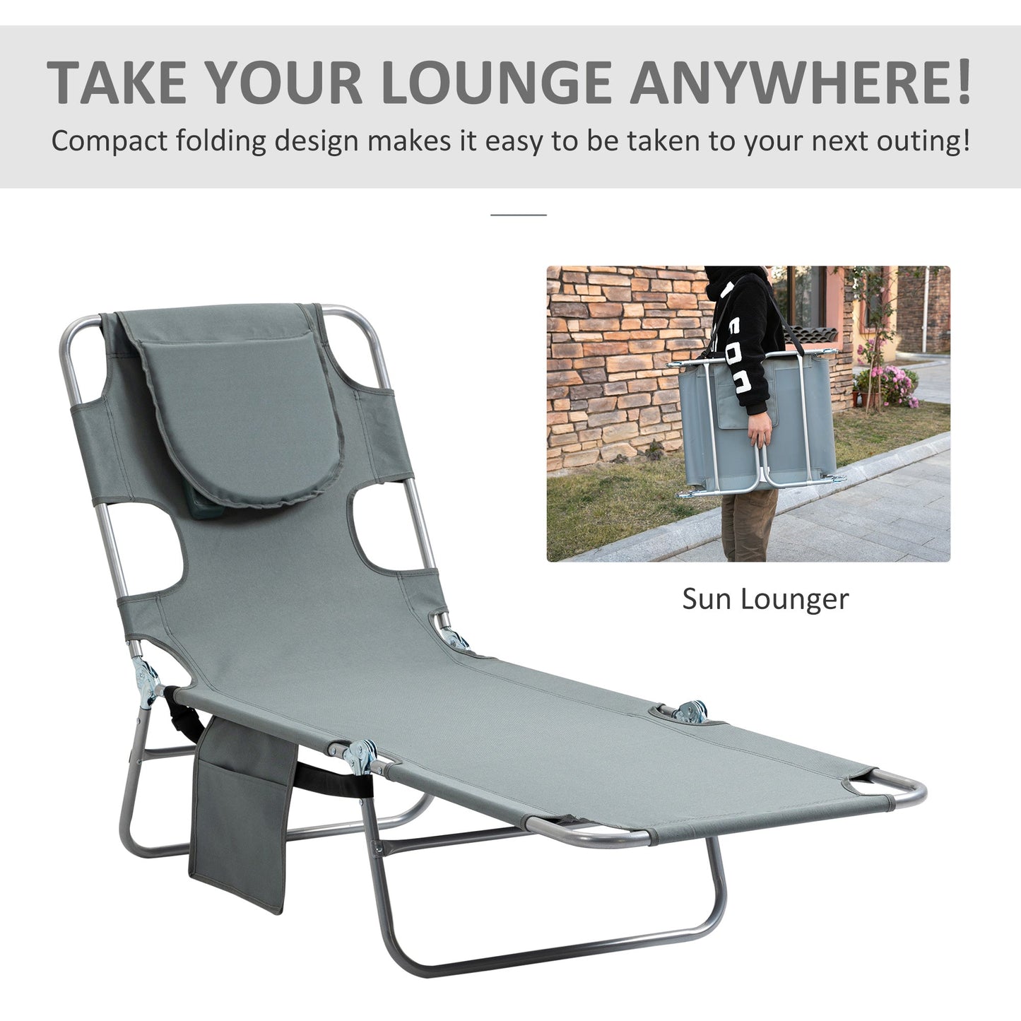 Foldable Sun Lounger with Reading Hole