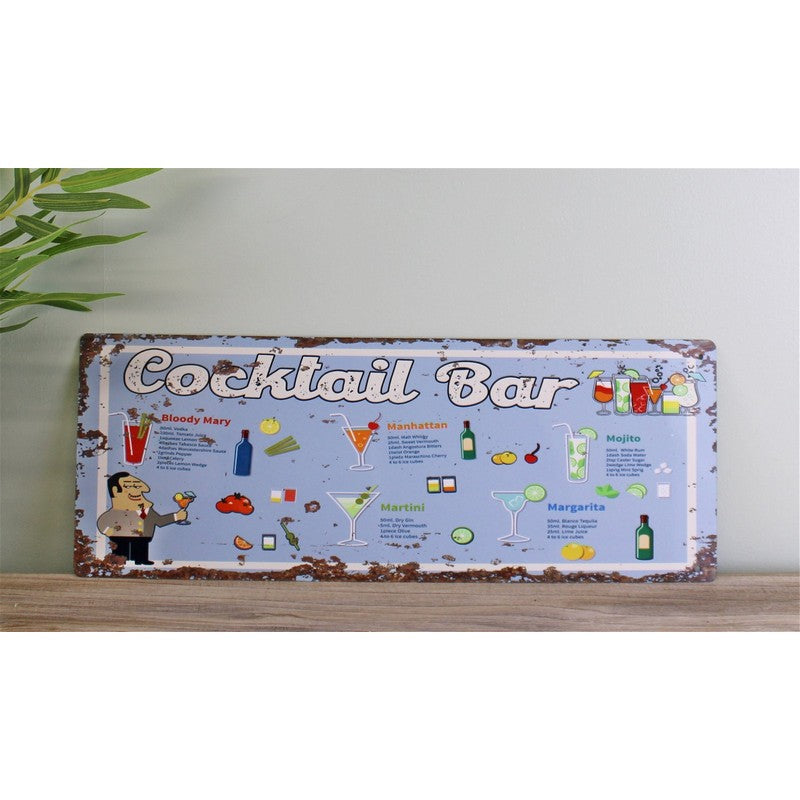 Vintage Cocktail Bar Sign Metal Wall Mounted - 40cm