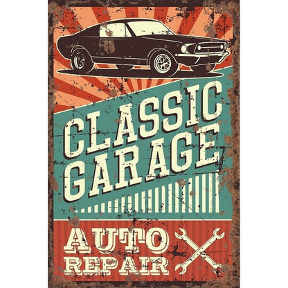 Vintage Garage Sign Metal Wall Mounted - 40cm