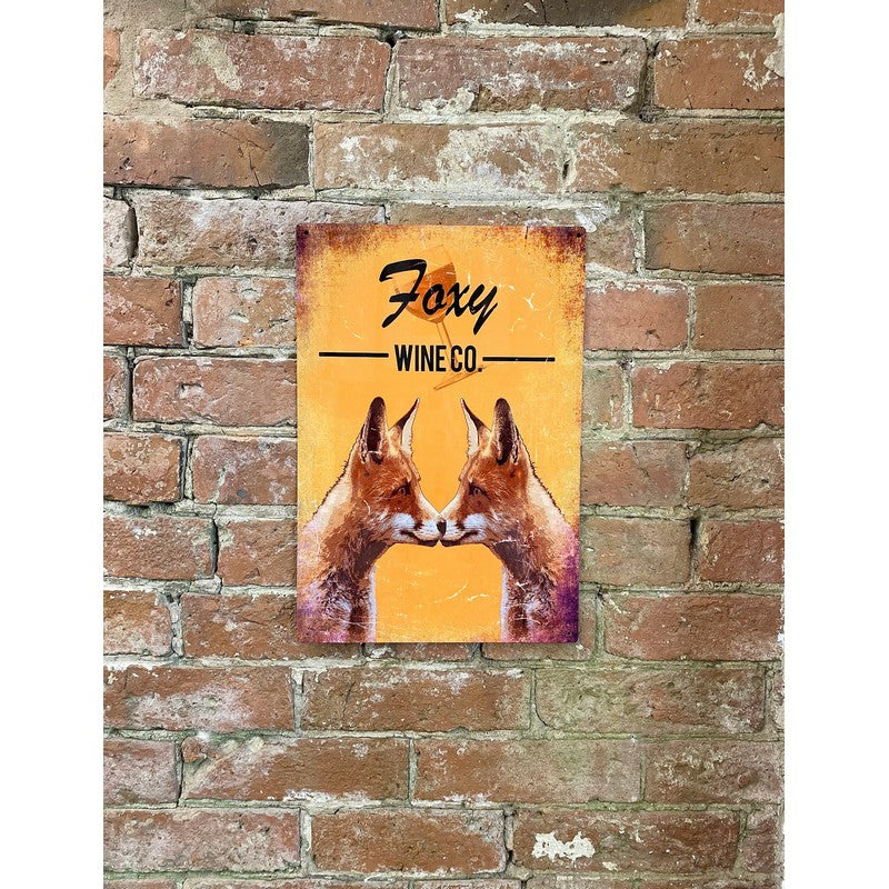 Foxy Wine Co Brewery Sign Metal Wall Mounted - 41cm