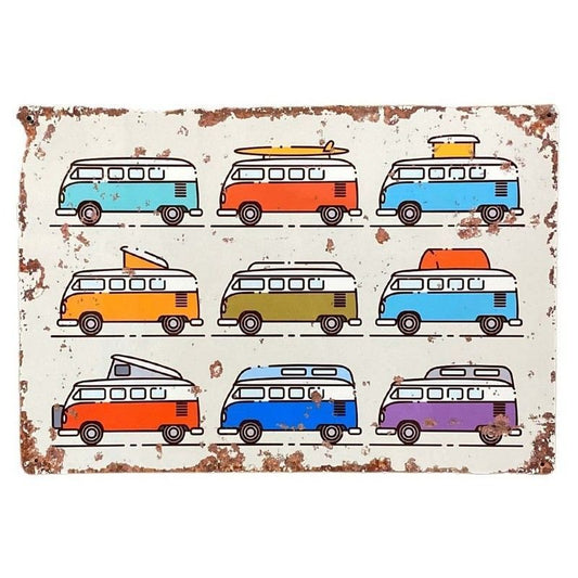 Vintage Camper Van Sign Metal Wall Mounted - 41cm