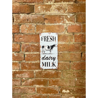 Vintage Fresh Dairy Milk Sign Metal Wall Mounted - 30cm