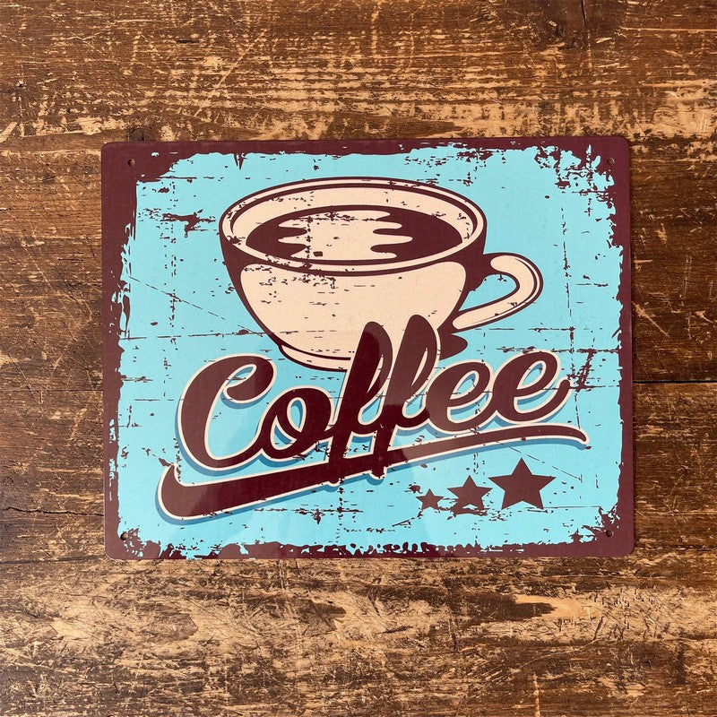 Vintage Coffee Sign Metal Wall Mounted - 27cm