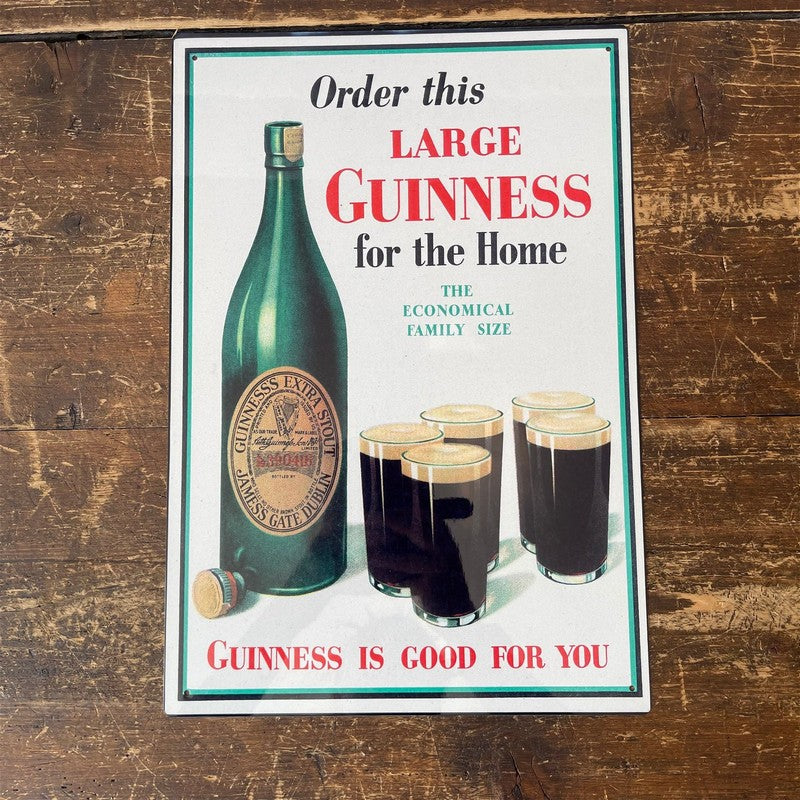 Vintage Large Guinness For The Home Sign Metal Wall Mounted - 42cm