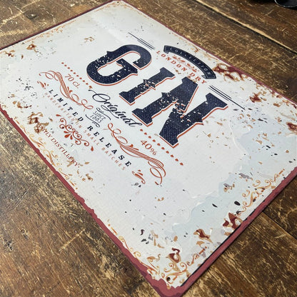 Vintage London Dry Gin Sign Metal Wall Mounted - 42cm