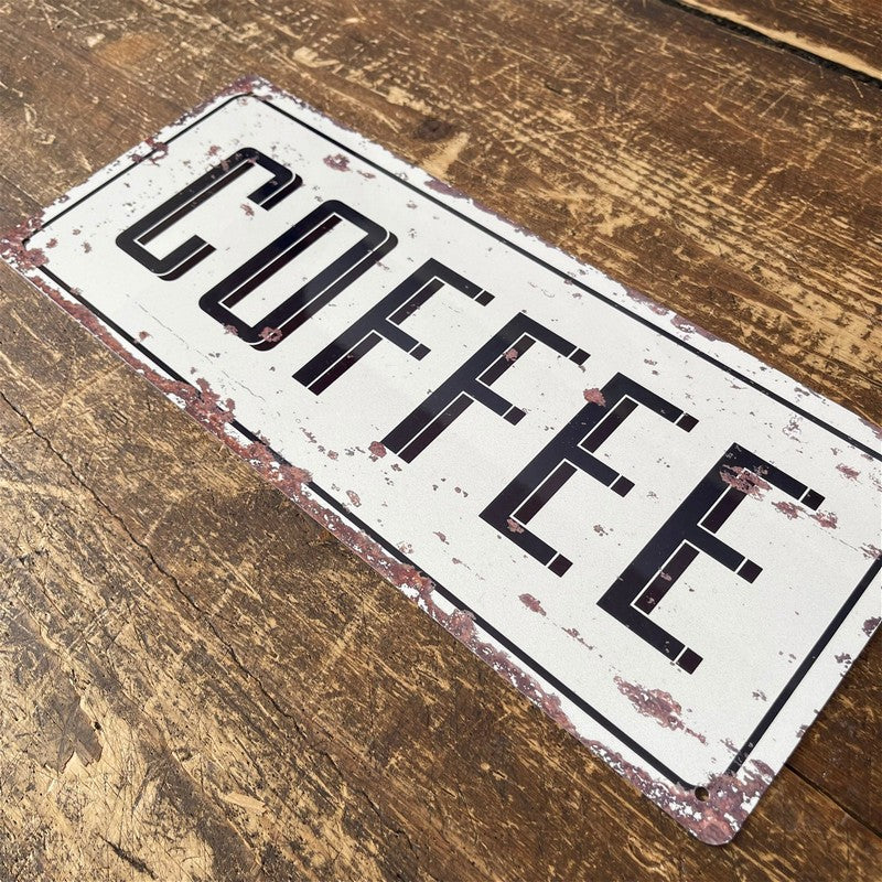 Vintage Coffee Sign Metal Wall Mounted - 32cm