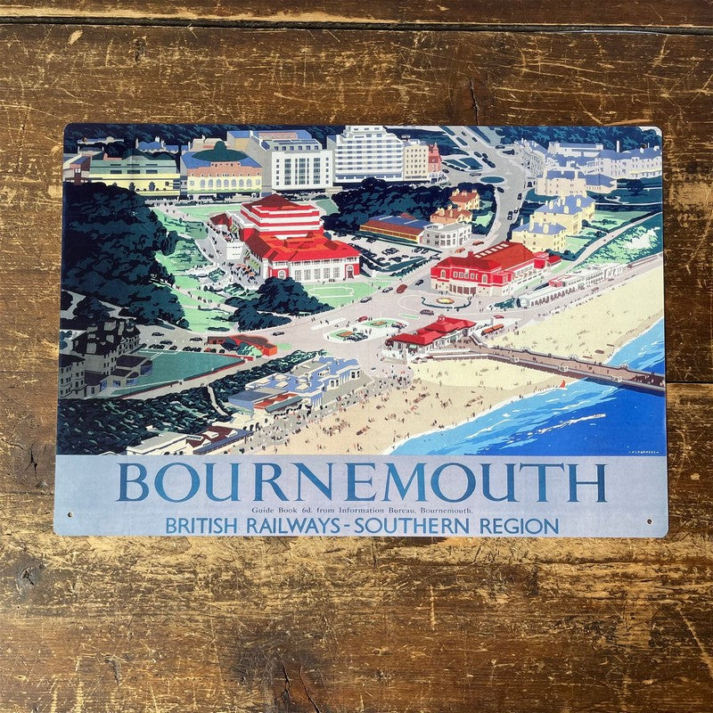 Vintage British Railways Bournemouth Sign Metal Wall Mounted - 42cm