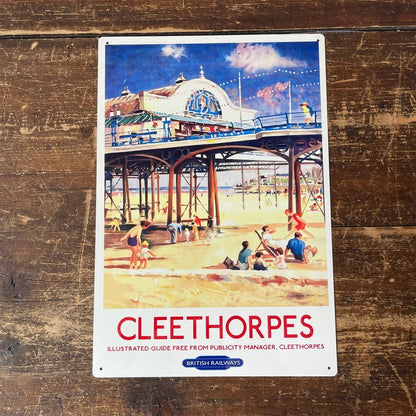 Vintage British Railways Cleethorpes Sign Metal Wall Mounted - 42cm