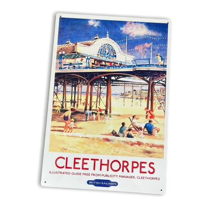 Vintage British Railways Cleethorpes Sign Metal Wall Mounted - 42cm