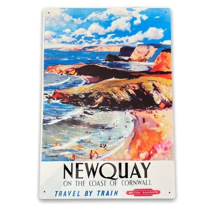 Vintage British Railways Newquay Sign Metal Wall Mounted - 42cm