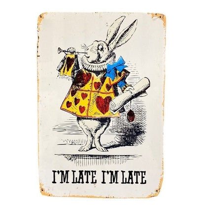 Alice in Wonderland I'm Late Sign Metal Wall Mounted - 28cm