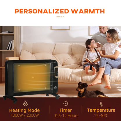 2000W Freestanding Space Heater With Remote Control Black