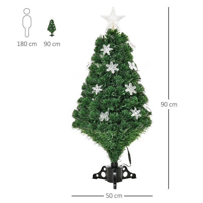 3FT Prelit Artificial Christmas Tree Fiber Optic LED Light Holiday Home Xmas Decoration Tree with Foldable Feet