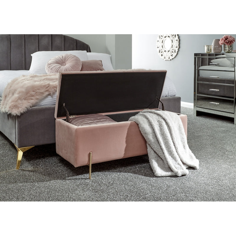 Mystica Large Ottoman Wood & Fabric Pink 1 Door