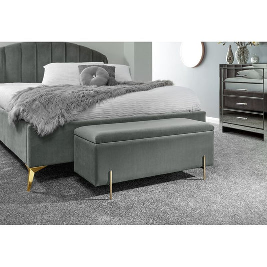 Mystica Large Ottoman Wood & Fabric Grey 1 Door