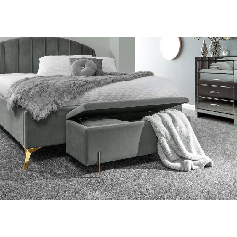 Mystica Large Ottoman Wood & Fabric Grey 1 Door