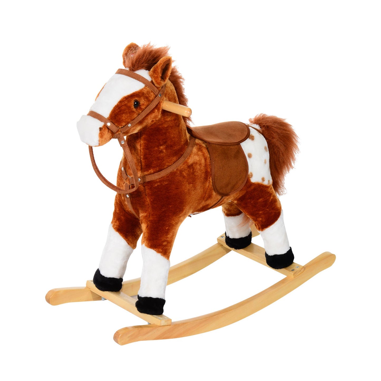 Children Plush Rocking Horse with Sound-Brown