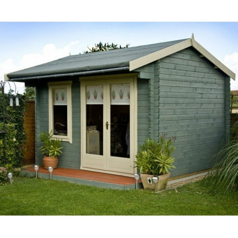 Shire Marlborough 13' 8" x 15' 8" Reverse Apex Log Cabin - Premium 44mm Cladding Tongue & Groove