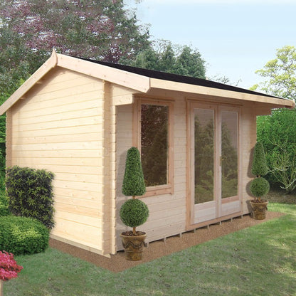 Shire Marlborough 13' 8" x 15' 8" Reverse Apex Log Cabin - Premium 28mm Cladding Tongue & Groove