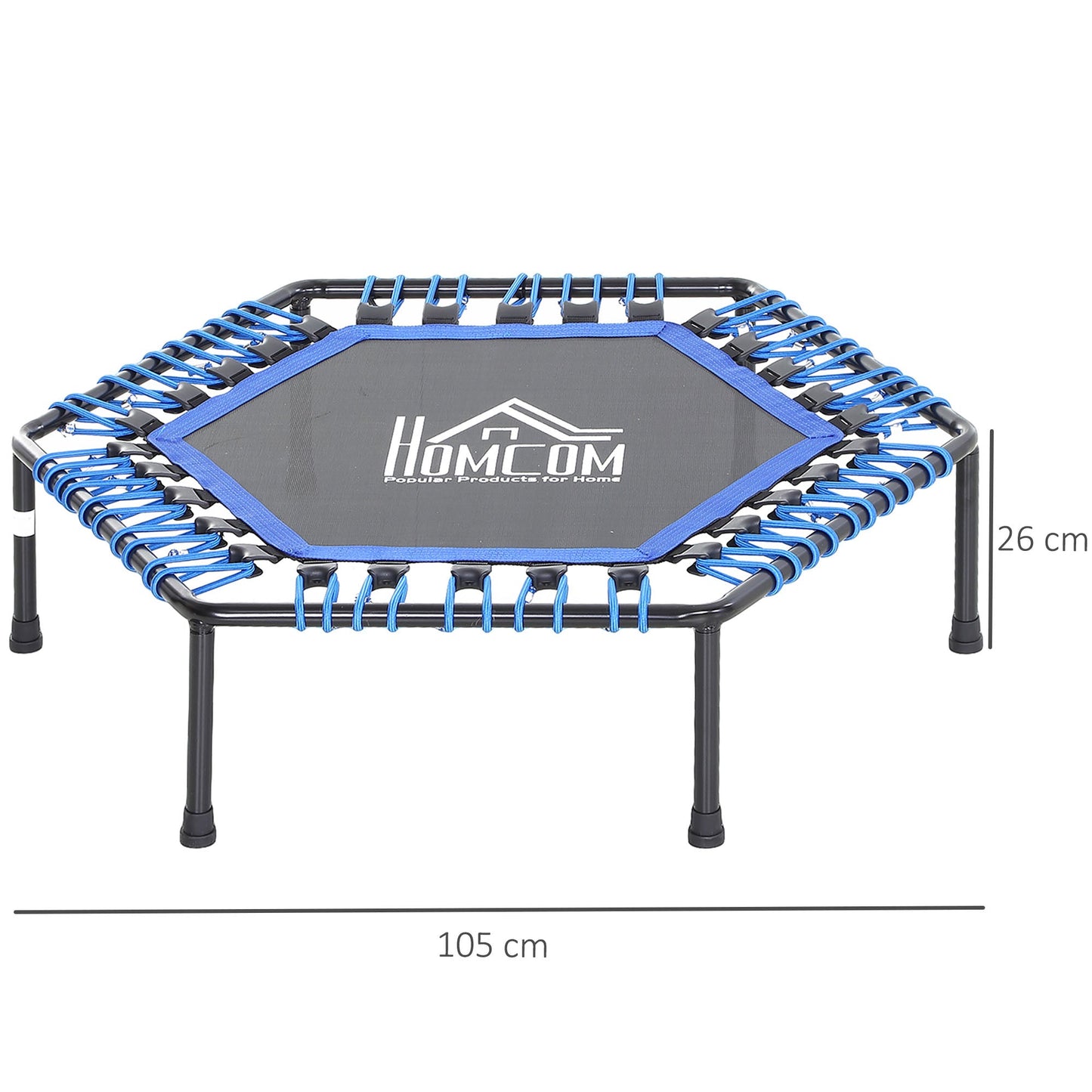 40" Mini Hexagon Steel Frame Trampoline with Anti-slip Rubber Pads Blue