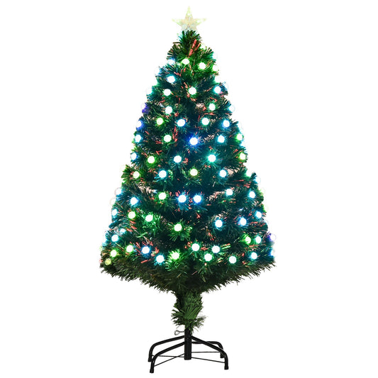 Homcom 5FT Pre-Lit Artificial Christmas Tree w/Fibre Optic Decorations LED Light Holiday Home Xmas Decoration Green