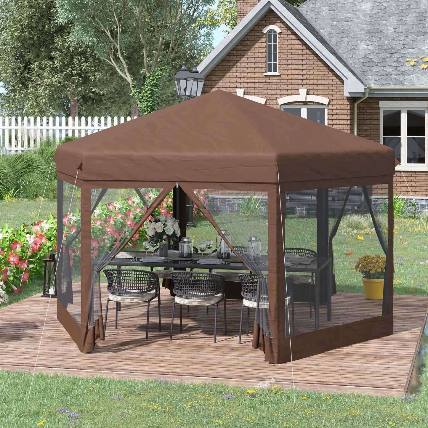 3m x 3.5m Hexagonal Pop Up Gazebo