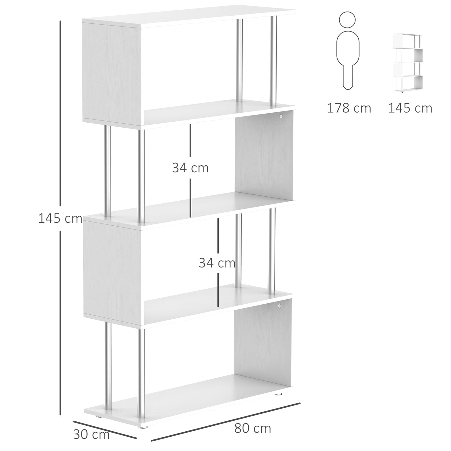 Double 'S' Shelving Unit - White