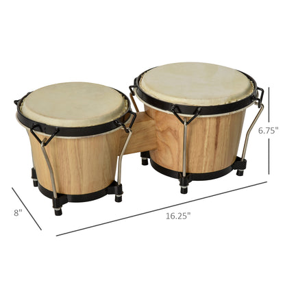 Sheepskin Bongo Drums w/ Tuning Wrench