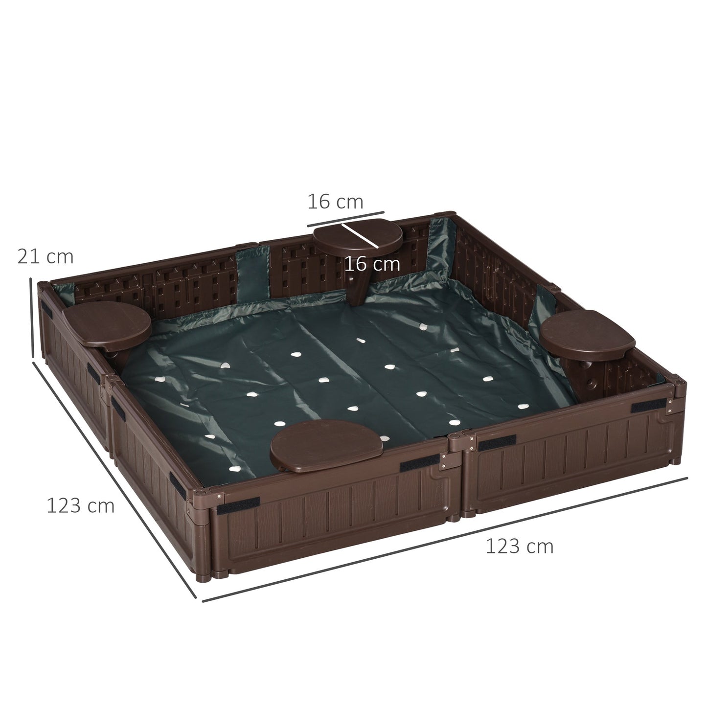 Kids Outdoor Sandbox w/ Waterproof Oxford Canopy Bottom Fabric Liner Children Playset for 3-12 years old Backyard Brown