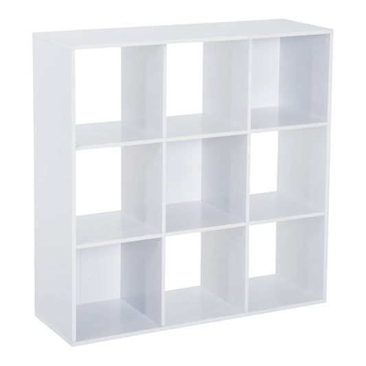 Wooden 9 Cube Storage Cabinet Unit 3 Tier Bookcase Shelves Organiser Rack Display - White