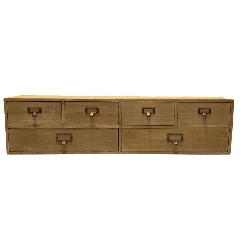 Wood Organiser 6 Drawers 80cm - Natural