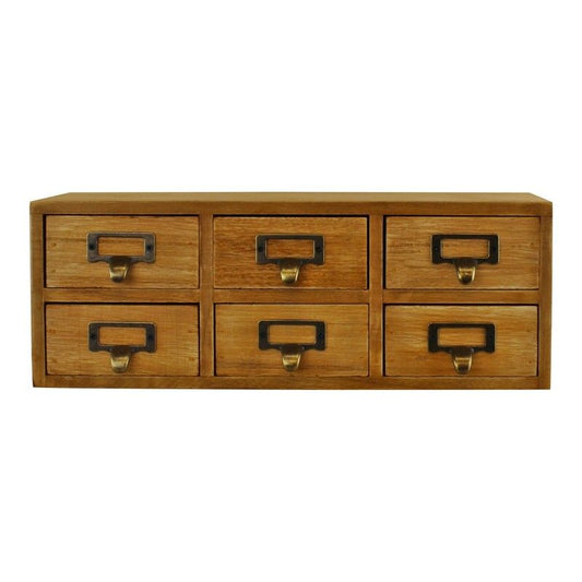 Wood Organiser 6 Drawers 36cm - Natural