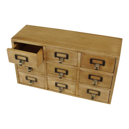 Wood Organiser 9 Drawers 36cm - Natural