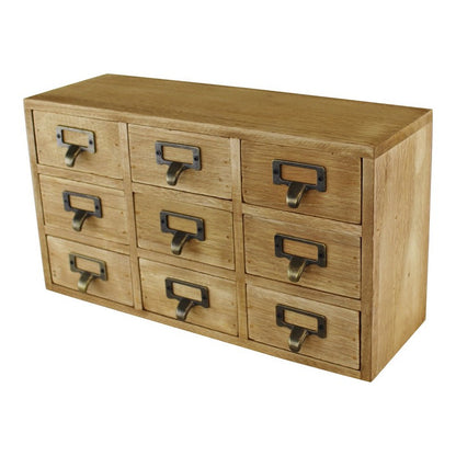 Wood Organiser 9 Drawers 36cm - Natural