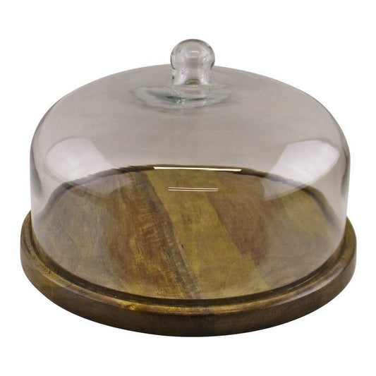 Cake Stand Glass & Wood - 30.5cm