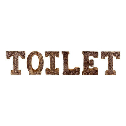 Toilet Letters Wood with Geometric Pattern - 89.5cm