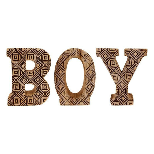 Boy Letters Wood with Geometric Pattern - 45.5cm