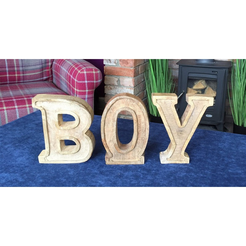 Boy Letters Wood with Embossed Pattern - 45.5cm