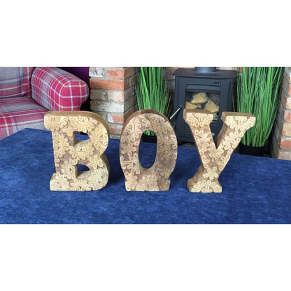 Boy Letters Wood with Flower Pattern - 45.5cm