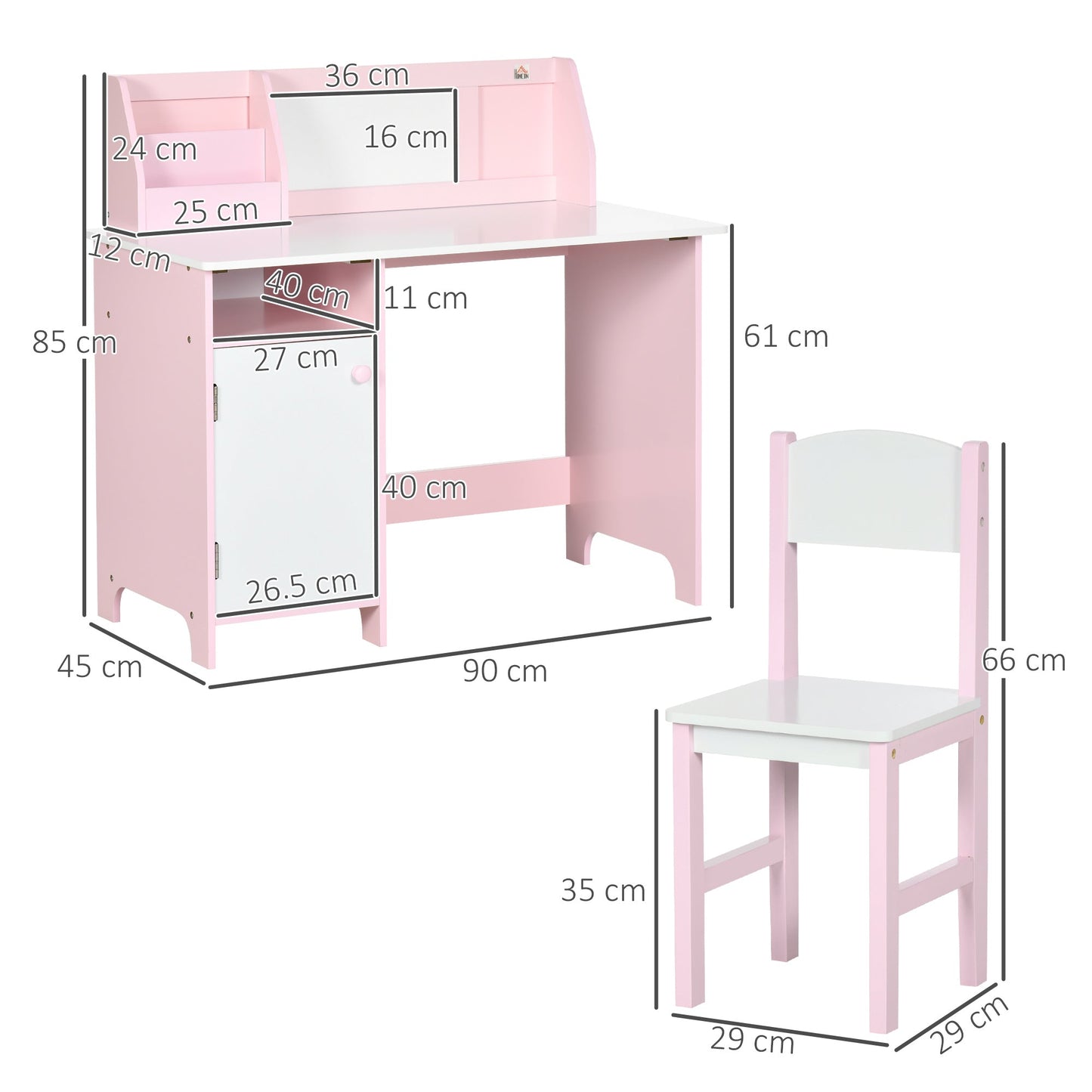 Kids Table and Chair Set Two-Piece Table and Chair Set Multi Use Toddler Furniture w/ Whiteboard - Pink