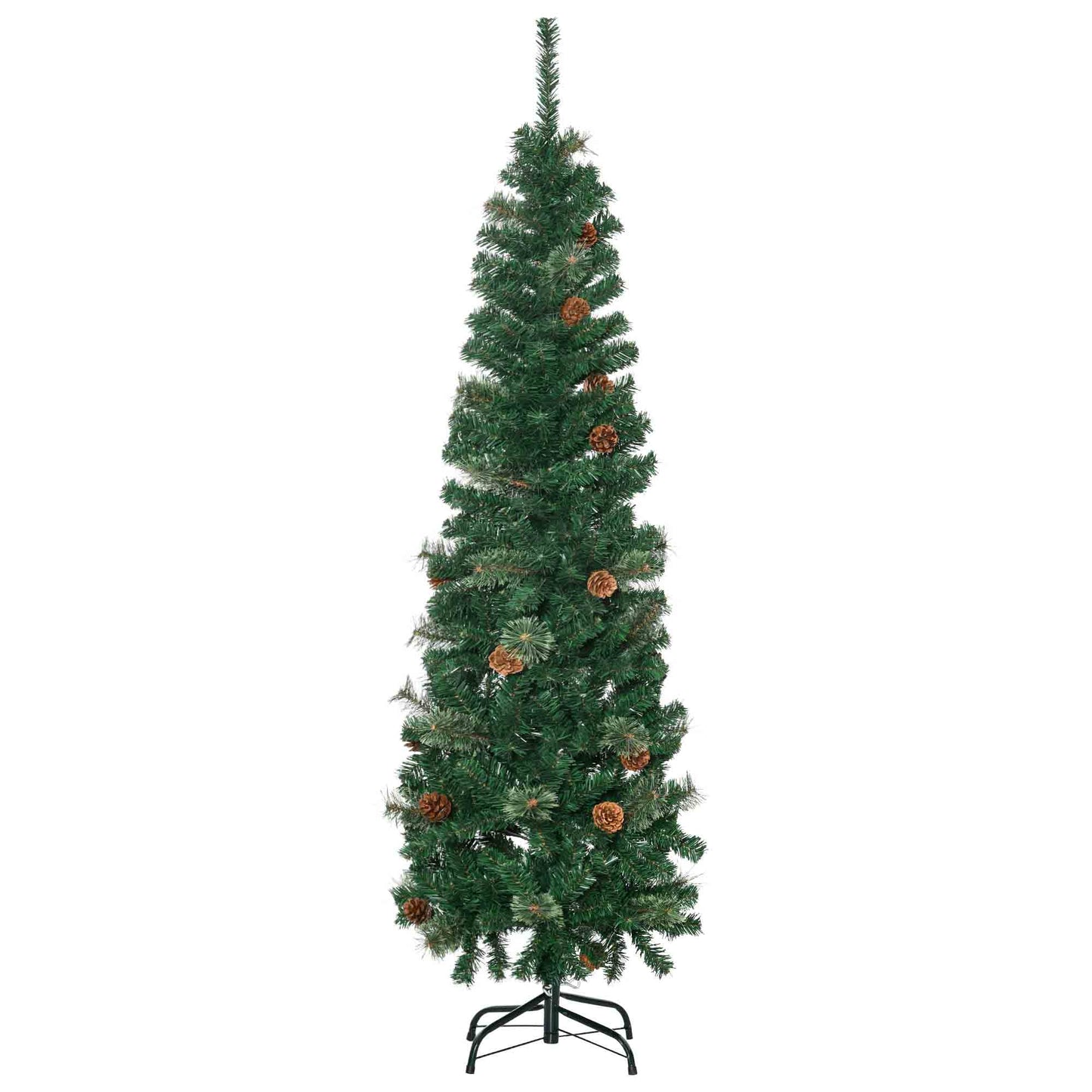 5.5FT Tall Pencil Slim Artificial Christmas Tree with Realistic Branches