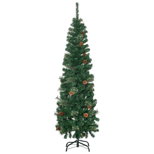 5.5FT Tall Pencil Slim Artificial Christmas Tree with Realistic Branches