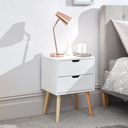 Nyborg Bedside Table White 2 Drawers