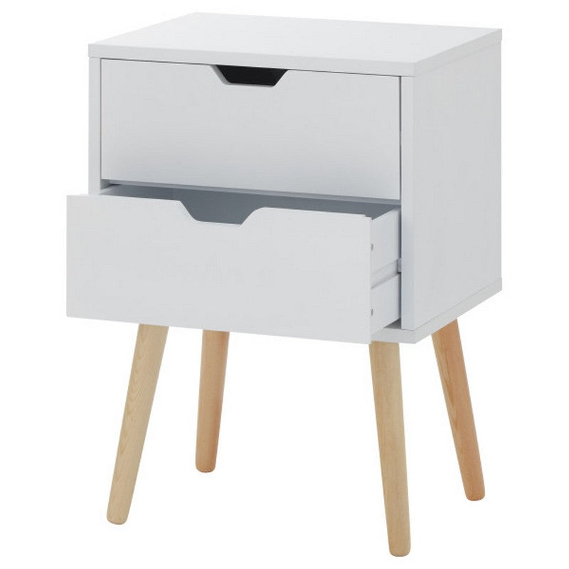 Nyborg Bedside Table White 2 Drawers