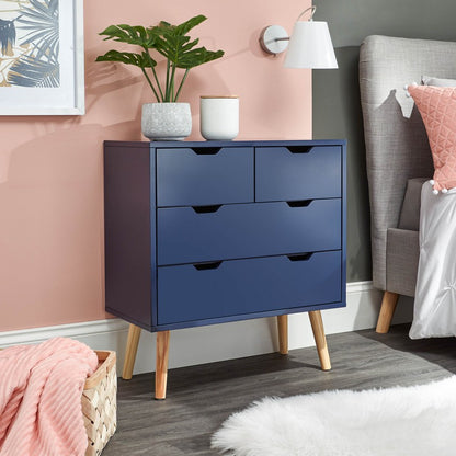 Nyborg Tall Chest of Drawers Blue 4 Drawers